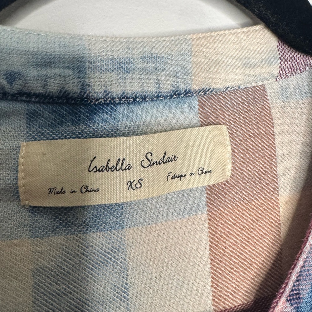 Isabella Sinclair by Anthropologie Plaid Ruffle Button Down top cottage boho - Picture 7 of 8